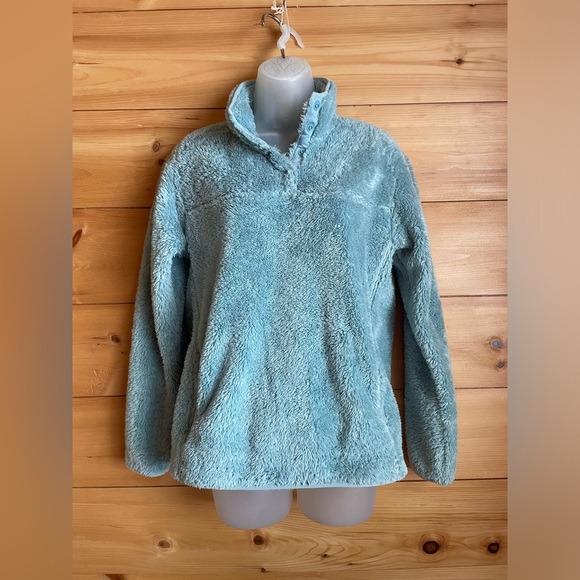 Eddie Bauer light blue teddy bear pullover like new - Picture 2 of 5